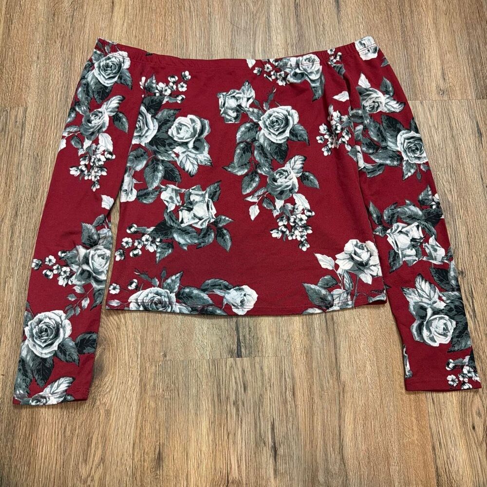 Ambiance-apparel Women's Red and Burgundy Blouse